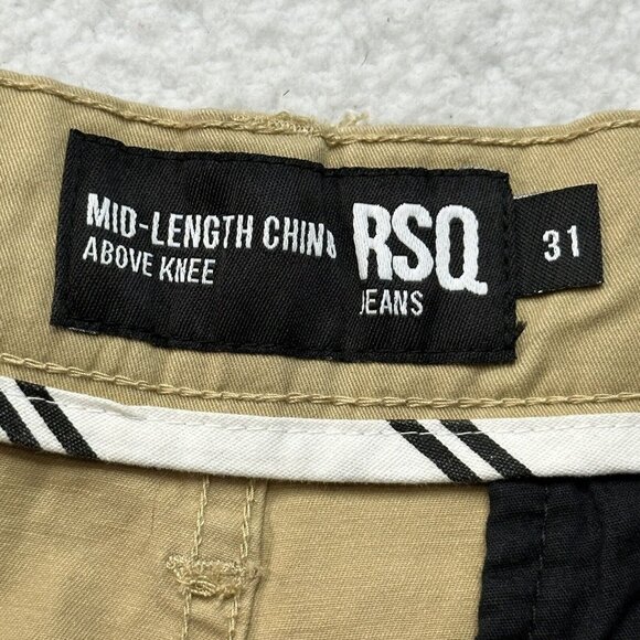 RSQ Tilly's Men's Chino Mid Length Above Knee Casual Shorts Size 31 Khaki NWT - Picture 7 of 9